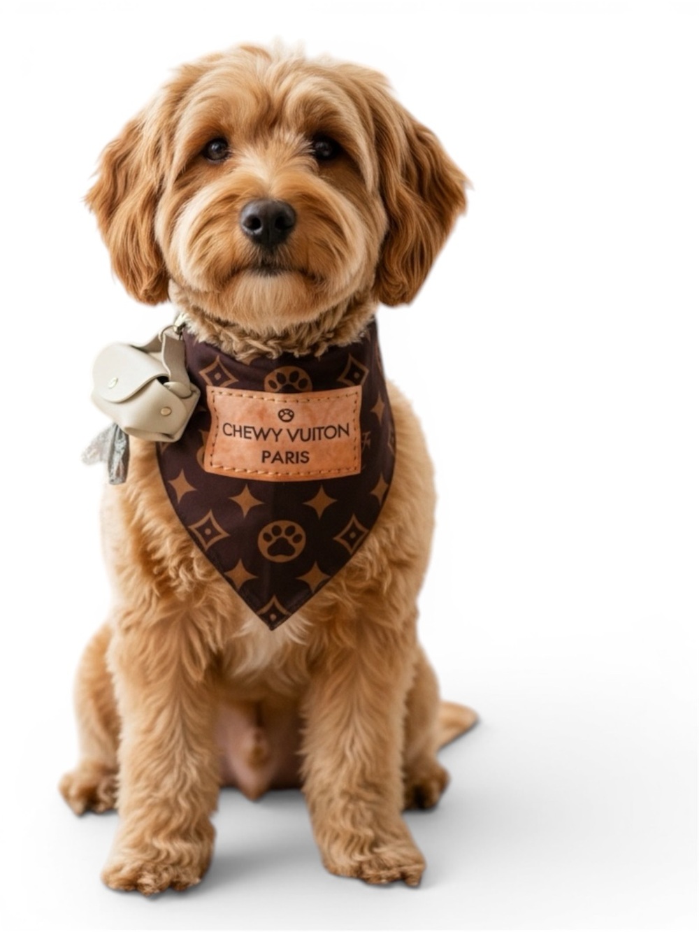 🐾Chewy Vuiton Bandana for your fury friend comes with purse bag & roll of bags